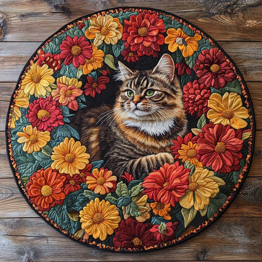Petal Crown Cat WN1705058CL Quilted Round Mat