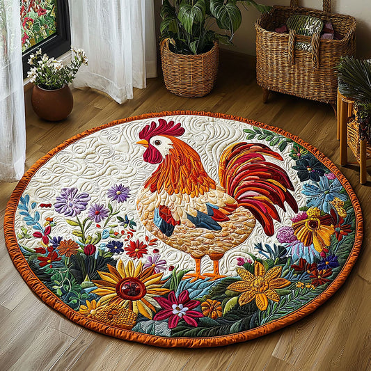 Floral Chicken QA0212005CL Quilted Round Mat