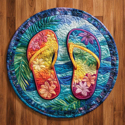 Sandy Flip Flops WN2005054CL Quilted Round Mat