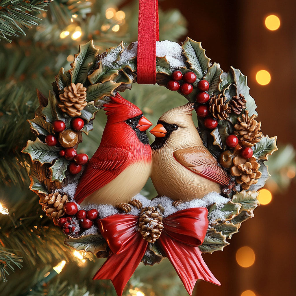 Cardinal Love Wreath CW1410013CL Christmas Ornament