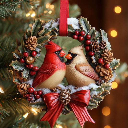 Cardinal Love Wreath CW1410013CL Christmas Ornament