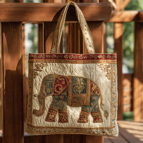 Golden Royal Elephant XR1811011CL Quilted Tote Bag