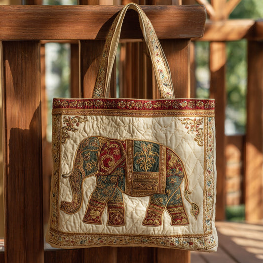 Golden Royal Elephant XR1811011CL Quilted Tote Bag