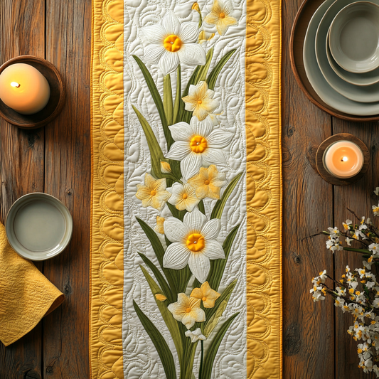 Narcissi Flowers XR2504006CL Quilted Table Runner