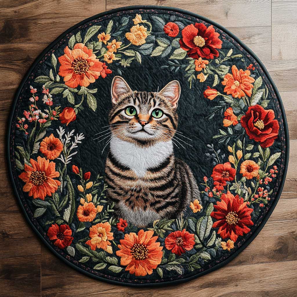 Garden Throne Cat WN1705022CL Quilted Round Mat