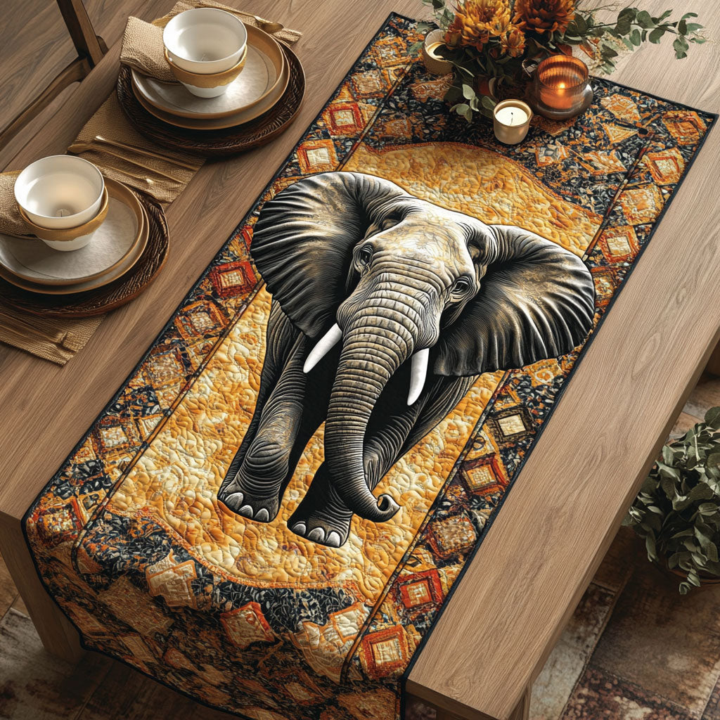 Charming Elephant CW1201070CL Quilted Table Runner