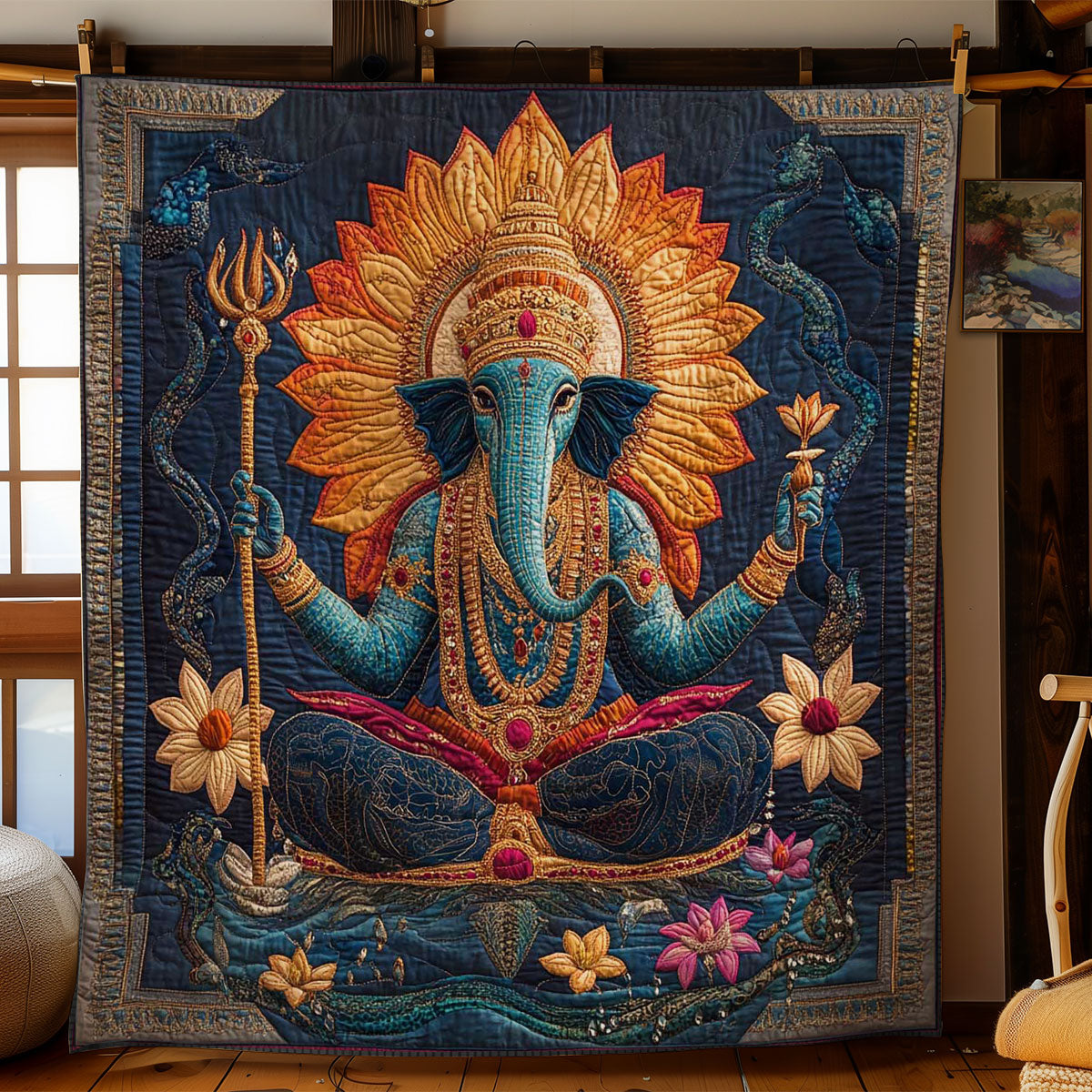 Hinduism Ganesha Wisdom WN0503036CL Quilt