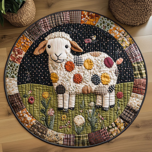 Rustic Sheep WN1905046CL Quilted Round Mat