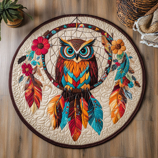 Dreamcatcher Native Owl WJ2705034CL Quilted Round Mat