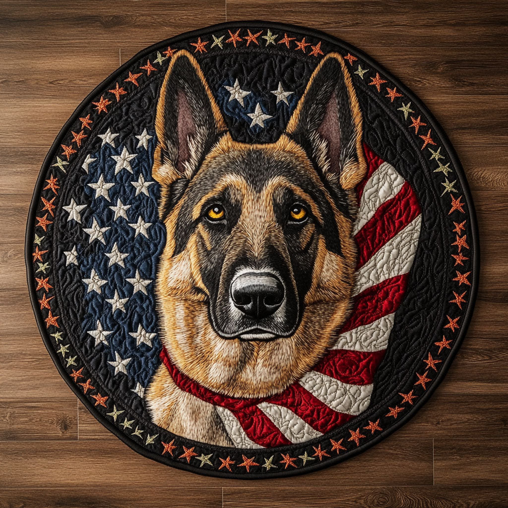 German Shepherd Stronghold WN1006054CL Quilted Round Mat