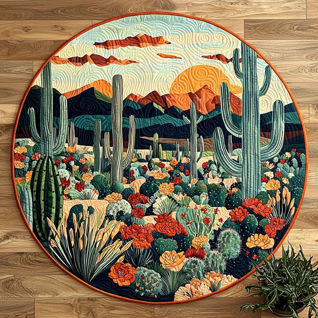 Blooming Desert QA2511060CL Quilted Round Mat