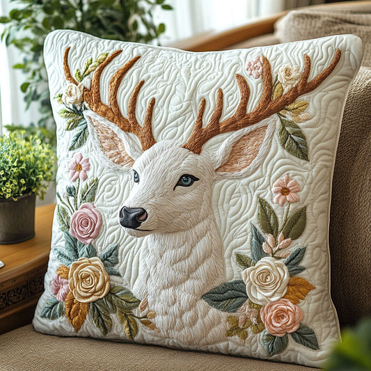 Floral Deer CW0107022CL Quilt Pillow Case