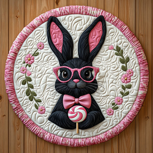 Lollipop Black Bunny KL1301022CL Quilted Round Mat