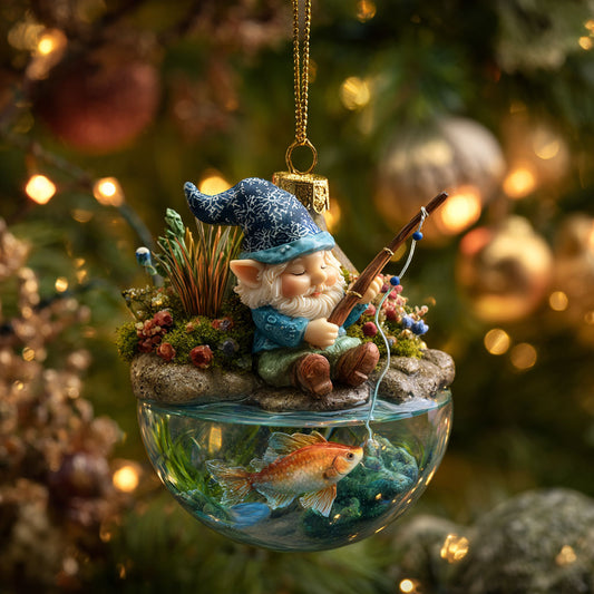 Fishing Gnome CW0212023CL Christmas Ornament