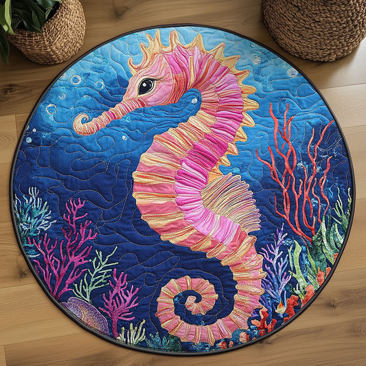 Seahorse Serenade WJ0906048CL Quilted Round Mat