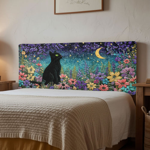 Floral Night Cat CW2212019CL Quilted Headboard Slipcover