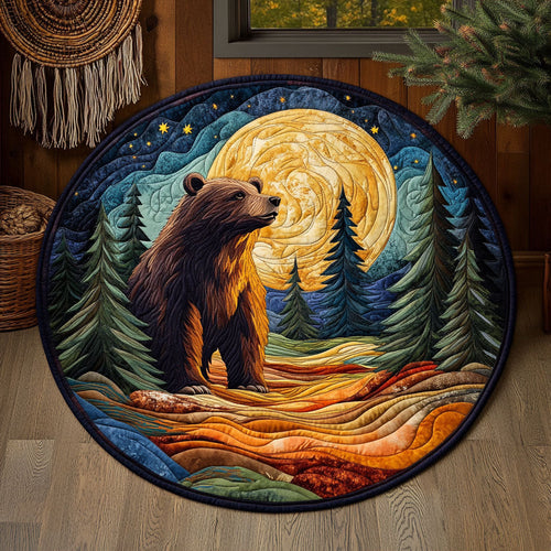 Wild Bear Night WJ2306041CL Quilted Round Mat