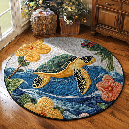Hibicus Turtle WJ3103047CL Quilted Round Mat
