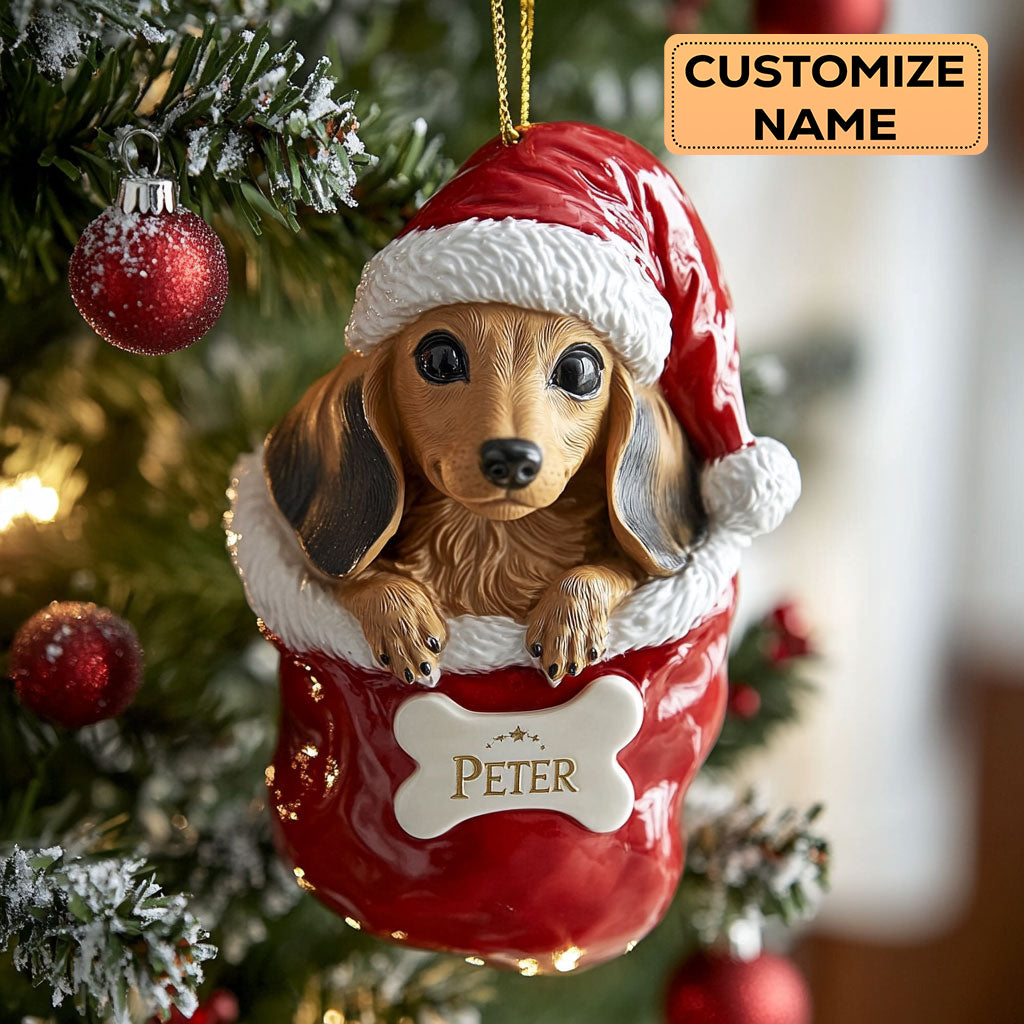 Dachshund Christmas Joy CW0412014CL Personalized Christmas Ornament