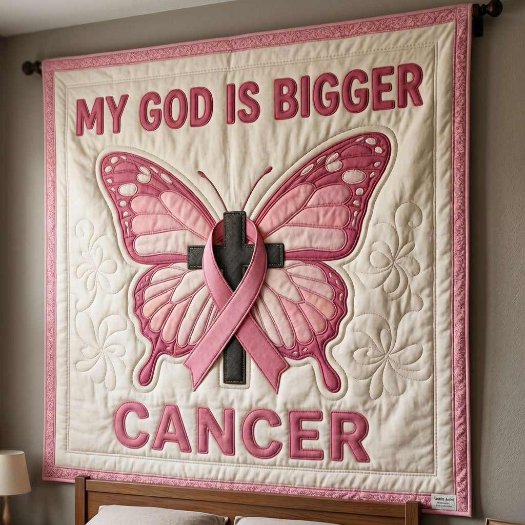 Faith Over Cancer Butterfly WN2404005CL Quilt