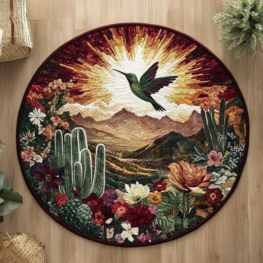 Rose Hummingbird Border WN2905070CL Quilted Round Mat