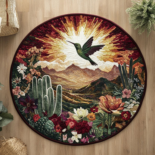 Rose Hummingbird Border WN2905070CL Quilted Round Mat