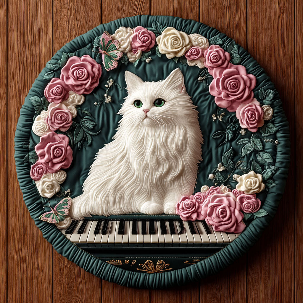 Heritage Piano Cat KL1301058CL Quilted Round Mat