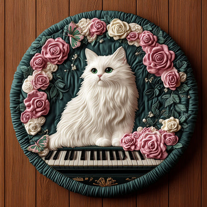 Heritage Piano Cat KL1301058CL Quilted Round Mat