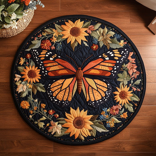 Sunfire Butterfly WN0107051CL Quilted Round Mat
