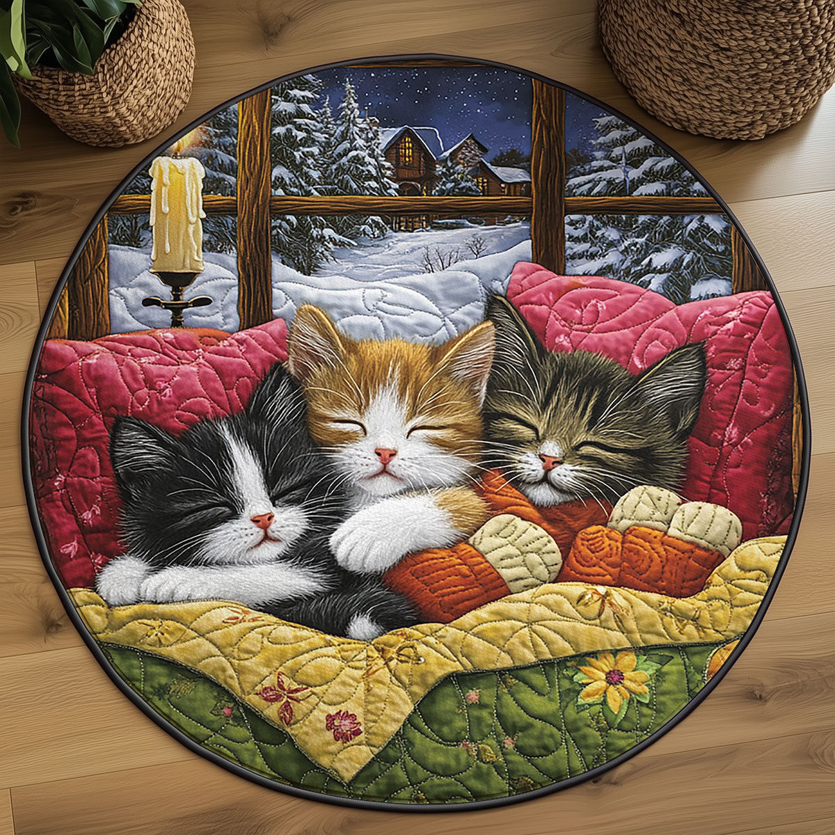 Sleeping Cat WJ1906039CL Quilted Round Mat