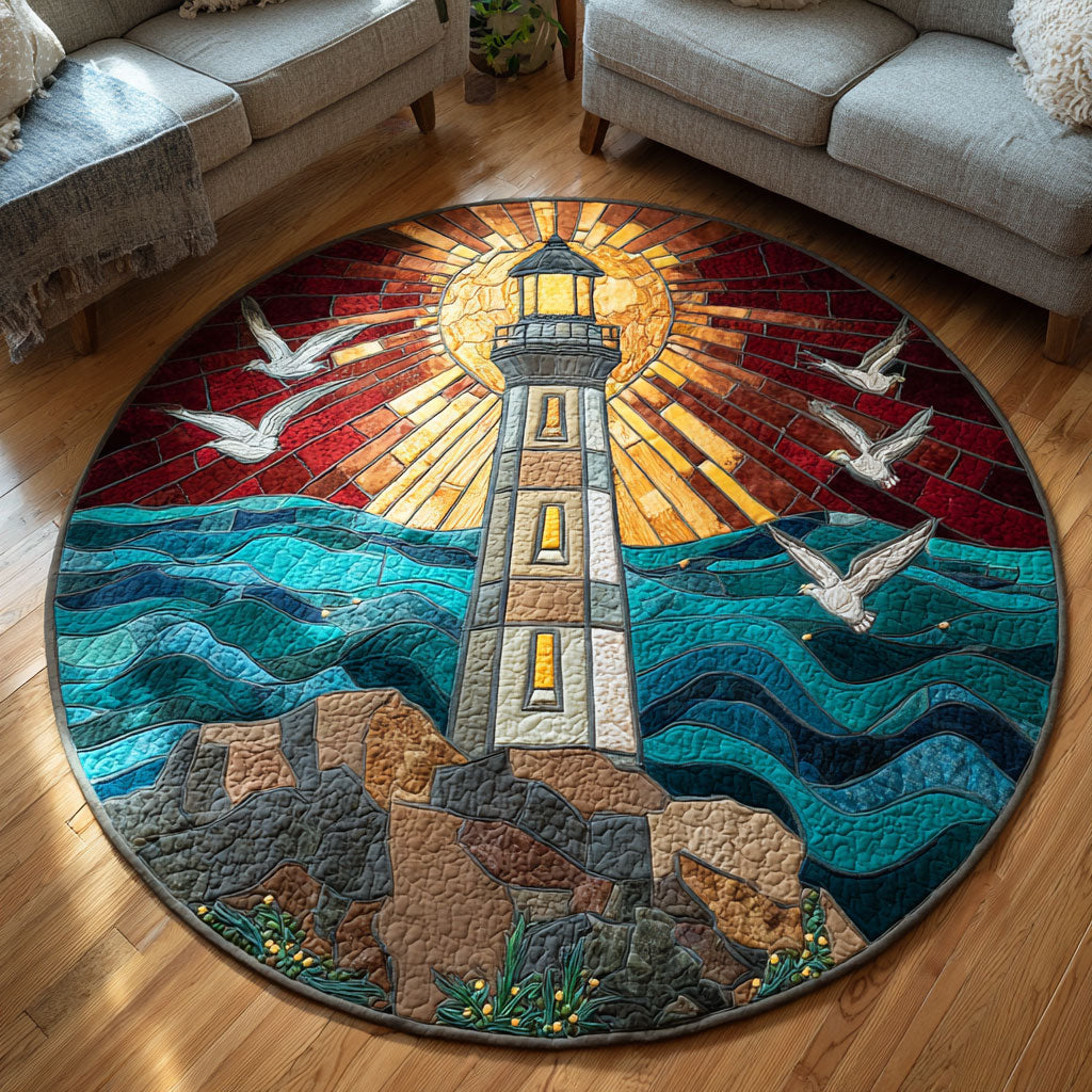 Charming Lighthouse CW1301129CL Quilted Round Mat