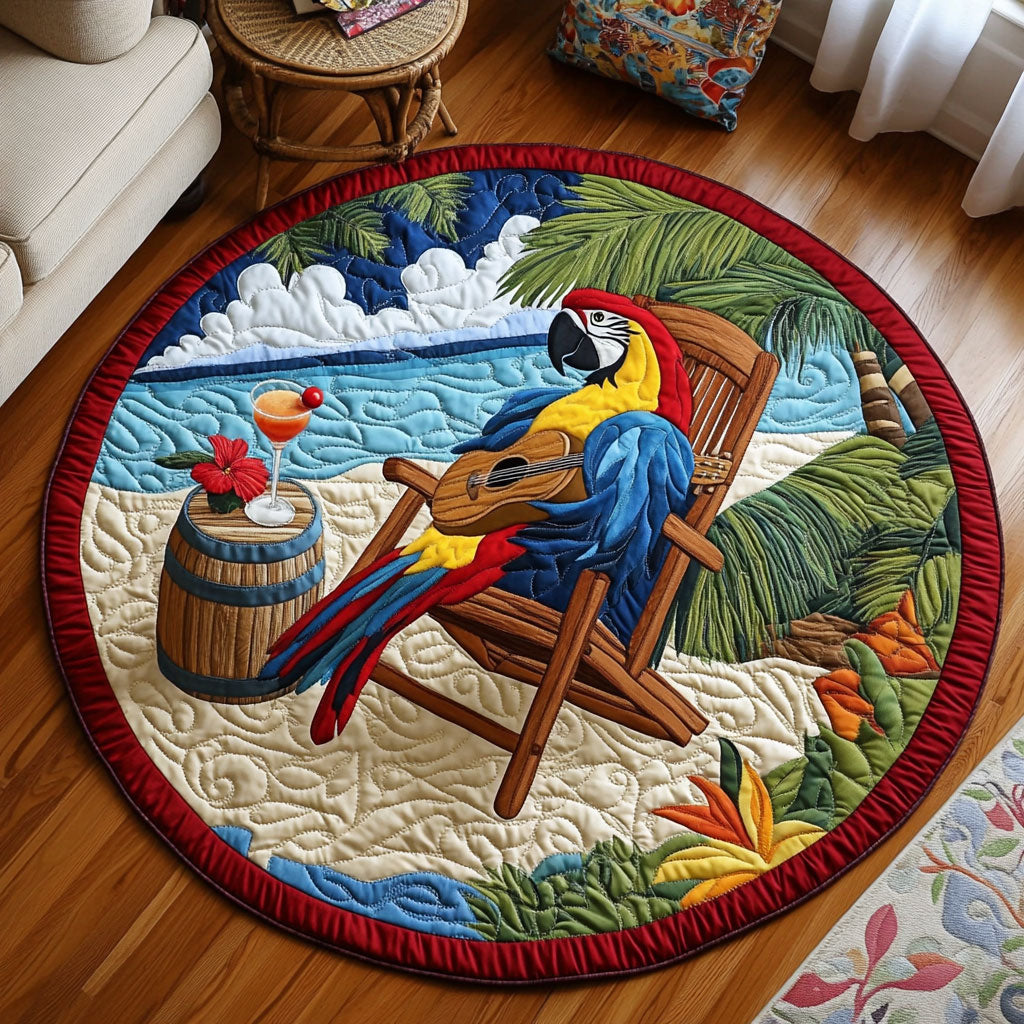 Guitar-Loving Parrot KL1912046CL Quilted Round Mat