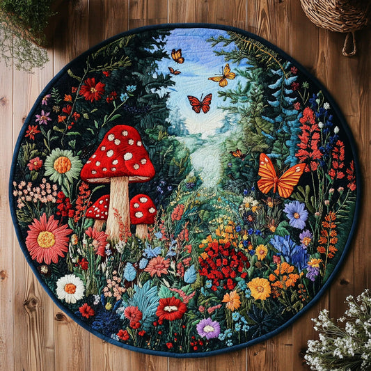 Vintage Mushroom Fields WN2605065CL Quilted Round Mat