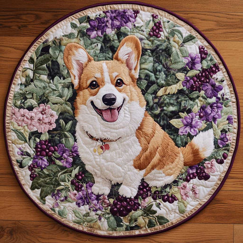 Corgi Blush WN2205013CL Quilted Round Mat