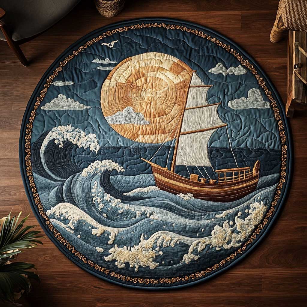 The Sailboat Journey WN2304027CL Quilted Round Mat