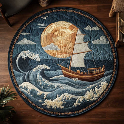 The Sailboat Journey WN2304027CL Quilted Round Mat