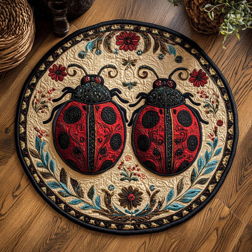 Ornate Ladybug WJ0407047CL Quilted Round Mat