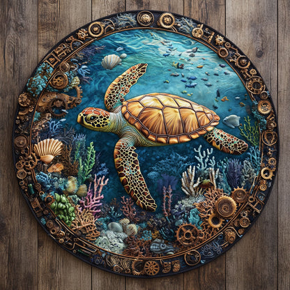 Turtle Wreck WN2406095CL Quilted Round Mat
