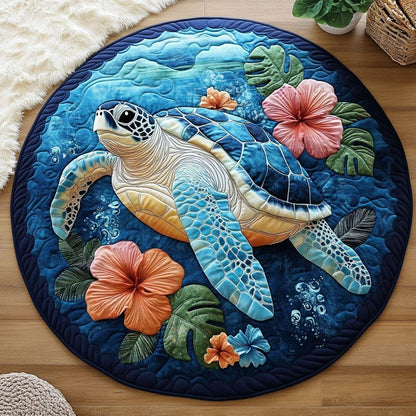 Sea Turtle & Hibiscus Paradise KL0212008CL Quilted Round Mat