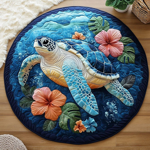 Sea Turtle & Hibiscus Paradise KL0212008CL Quilted Round Mat