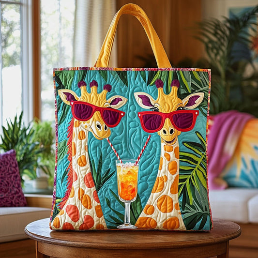 Cool Giraffes Cocktail KL1512014CL Quilted Tote Bag