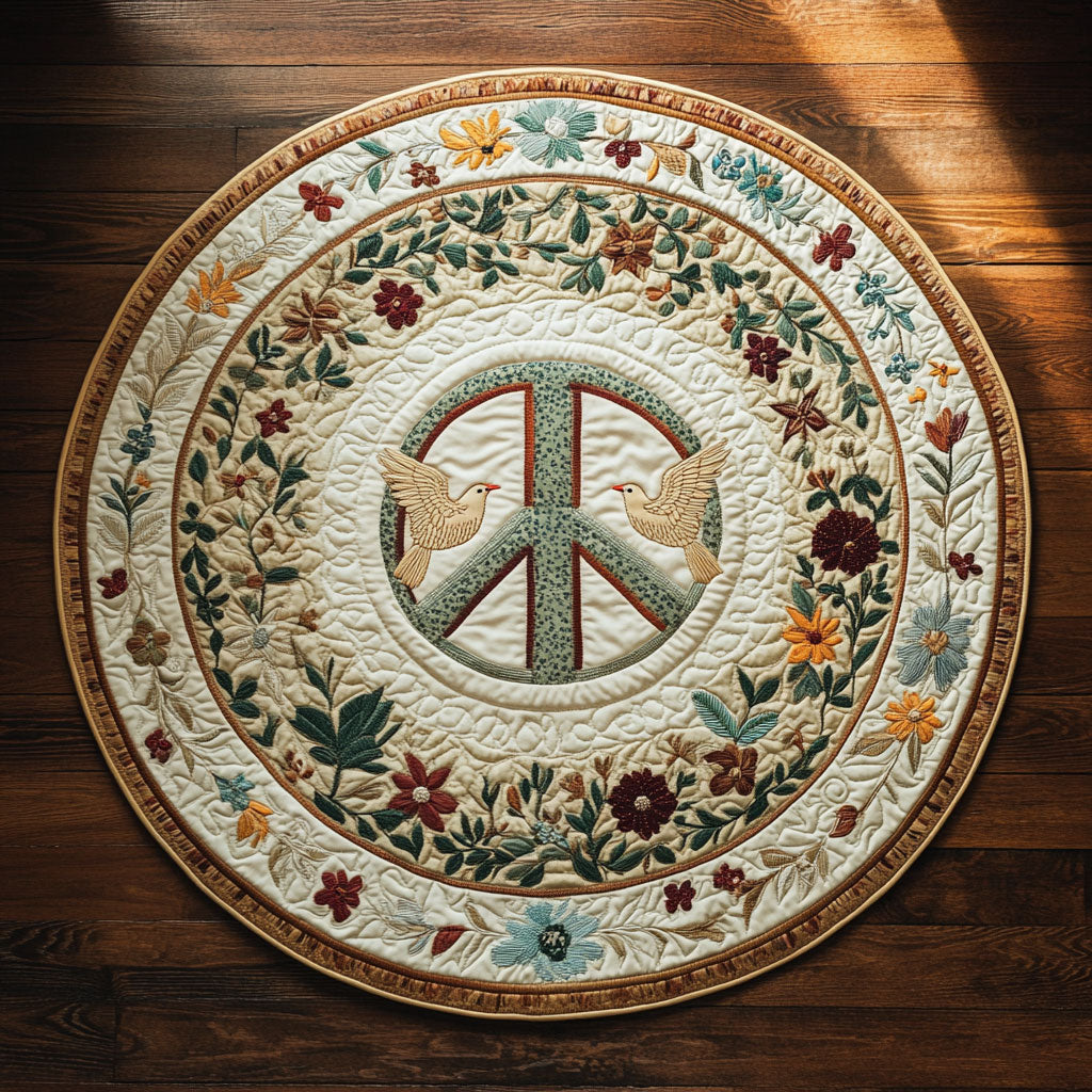 Floral Peace WN0409037CL Quilted Round Mat
