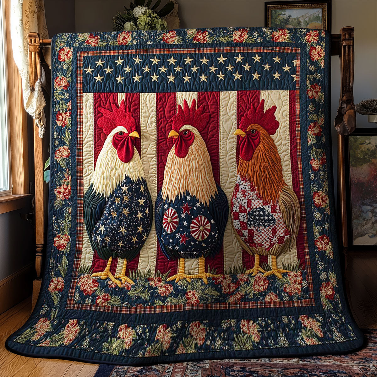 Stars And Stripes Rooster WN1002029CL Quilt