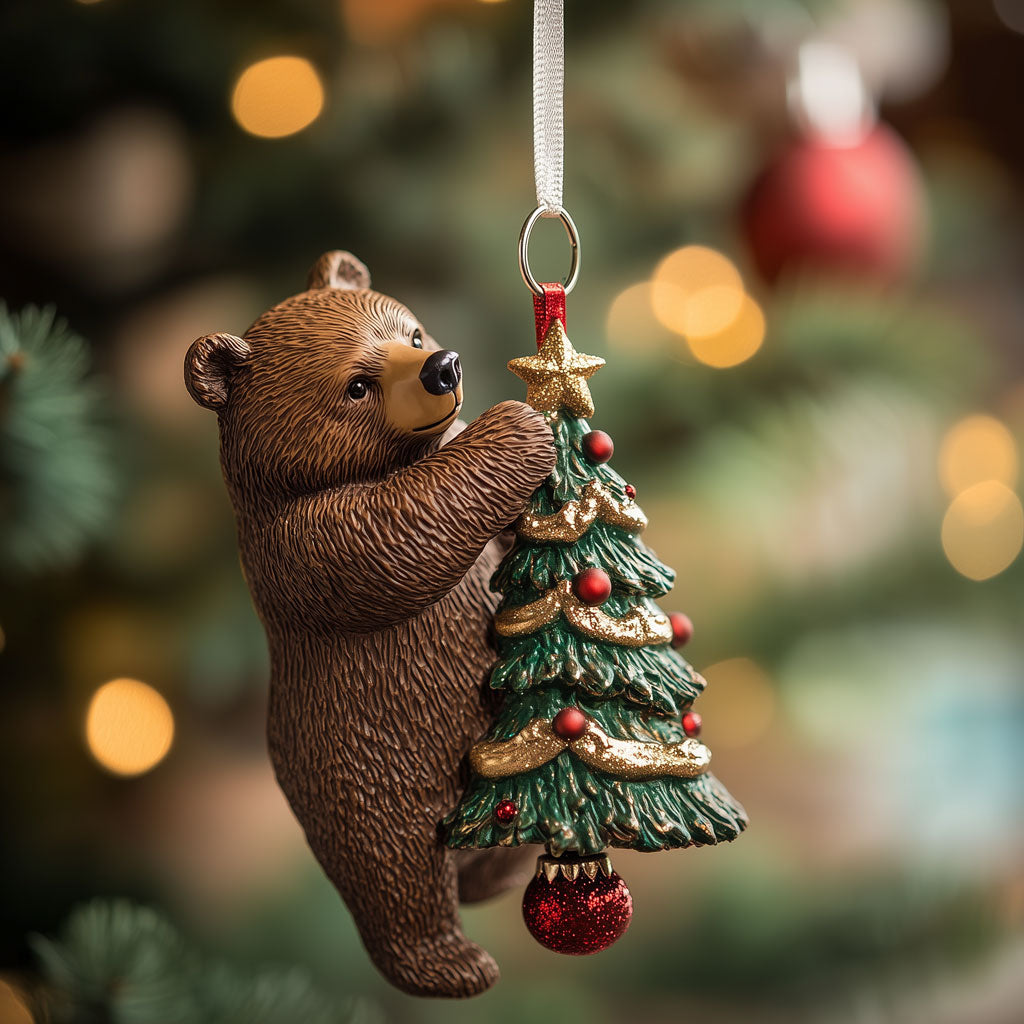 Tree Climbing Bear LT1710033CL Christmas Ornament