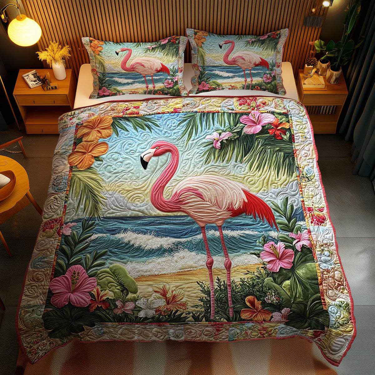 Hawaiian Flamingo Escape WN1003093CL Duvet Cover Set