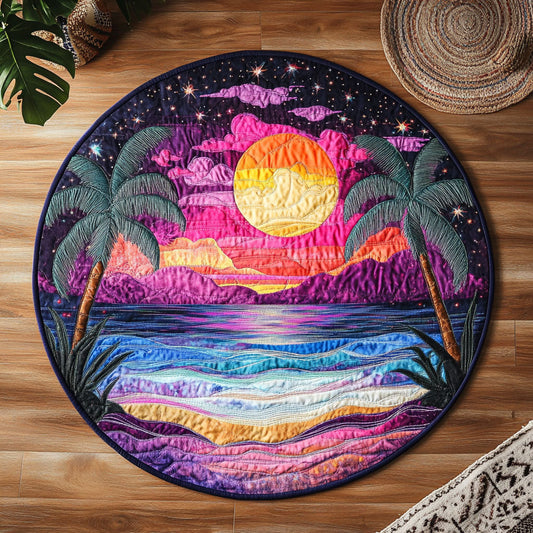 Tropical Surreal Sunset WJ0207036CL Quilted Round Mat