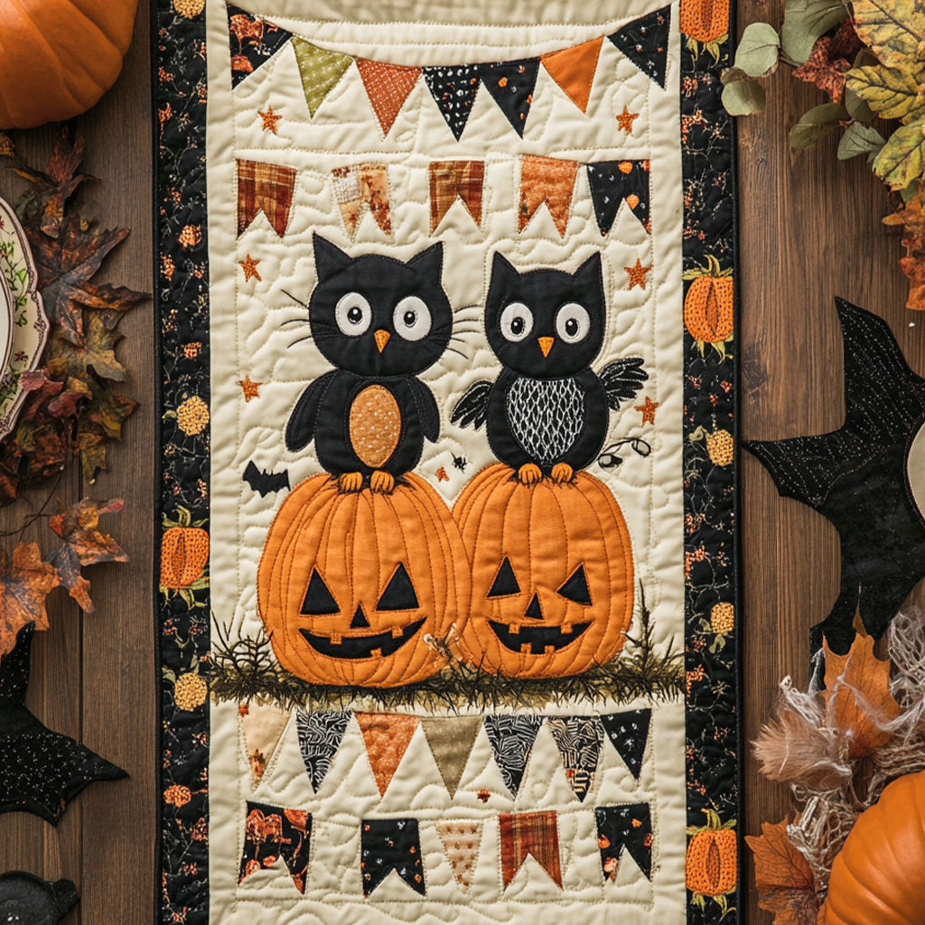Pumpkin Hoot And Purr WN0108026CL Quilted Table Runner
