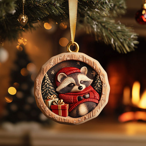 Sleeping Raccoon LT2110019CL Christmas Ornament