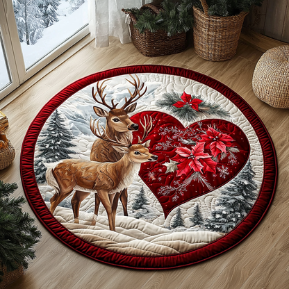 Deer Couple QA0912009CL Quilted Round Mat