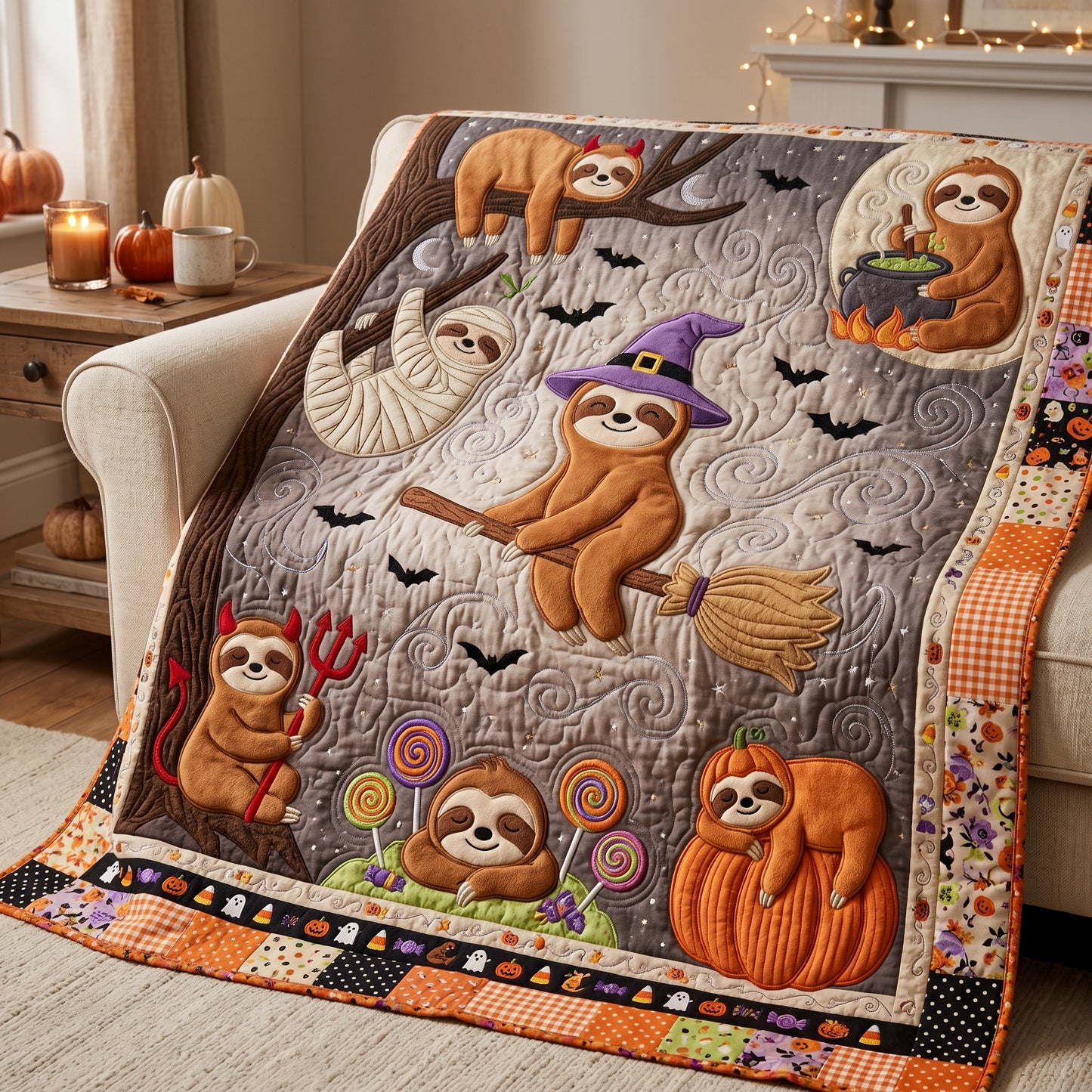 Sloth In Halloween XR1405018CL Quilt
